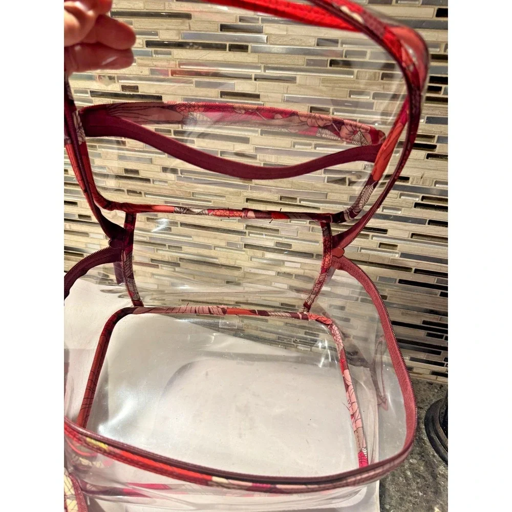 Vera Bradley 4 Pc Cosmetic Travel Organizer Set Floral Clear Makeup Case Bag